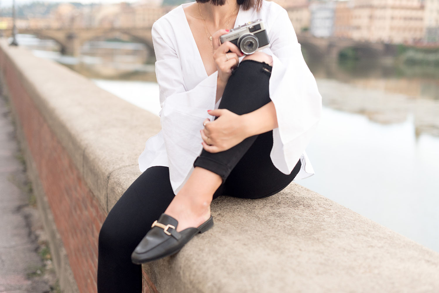 Outfit details on top Paris fashion blogger Cee Fardoe of Coco & Vera, including a Wolf Circus necklace and Jonak mules