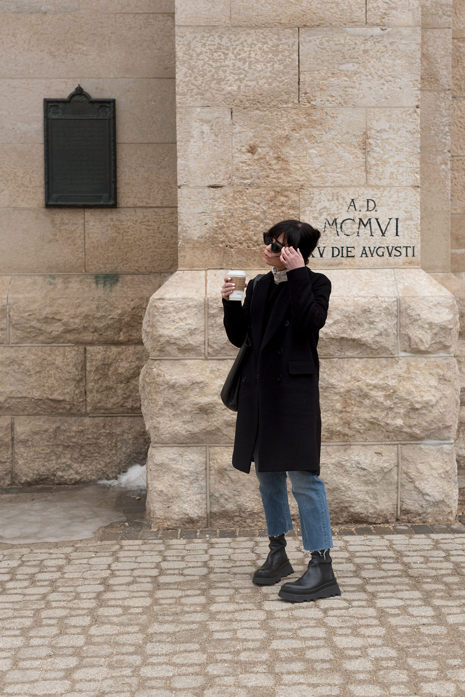 Coco & Vera - Wilfred coat, Grlfrnd jeans, Zara sunglasses